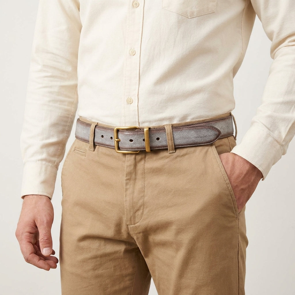 Cenero – Distressed Brass Buckle Leather Belt
