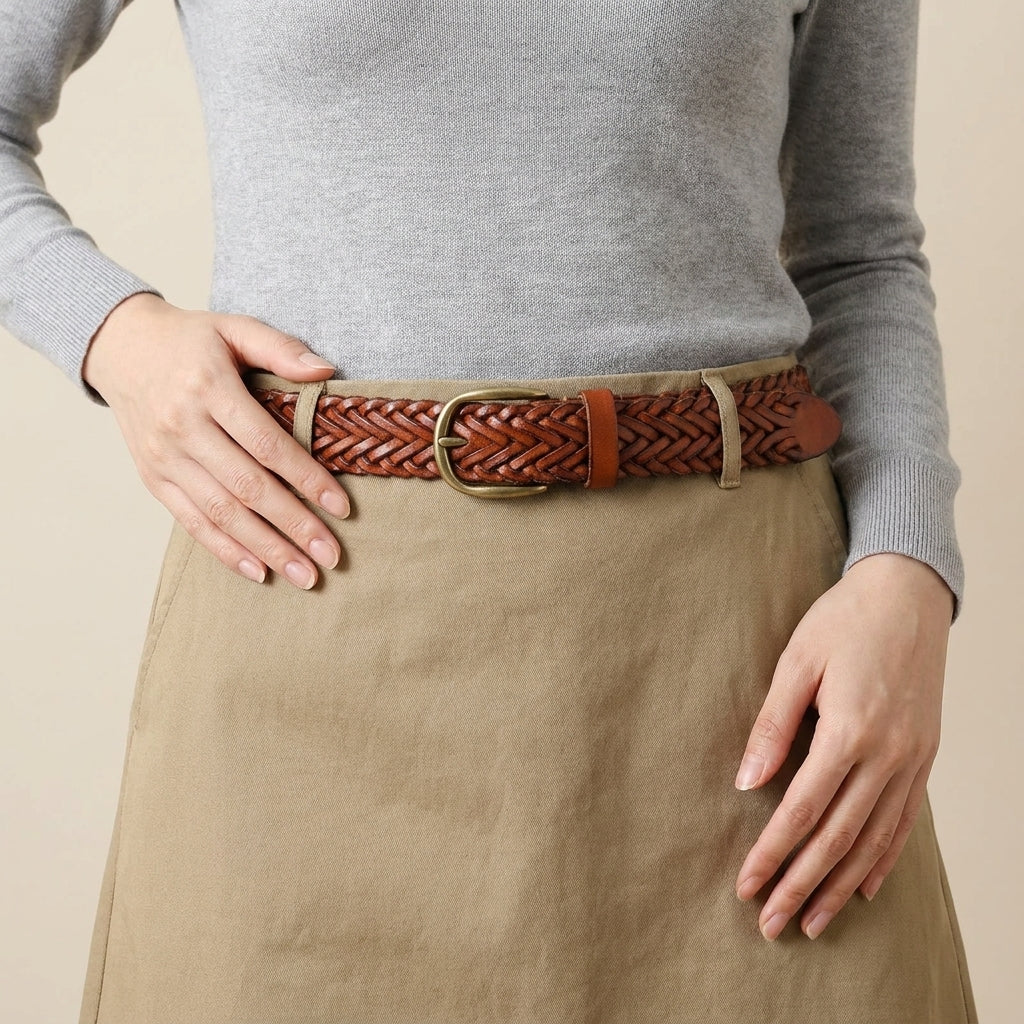 Vincero – Herringbone Braided Leather Belt