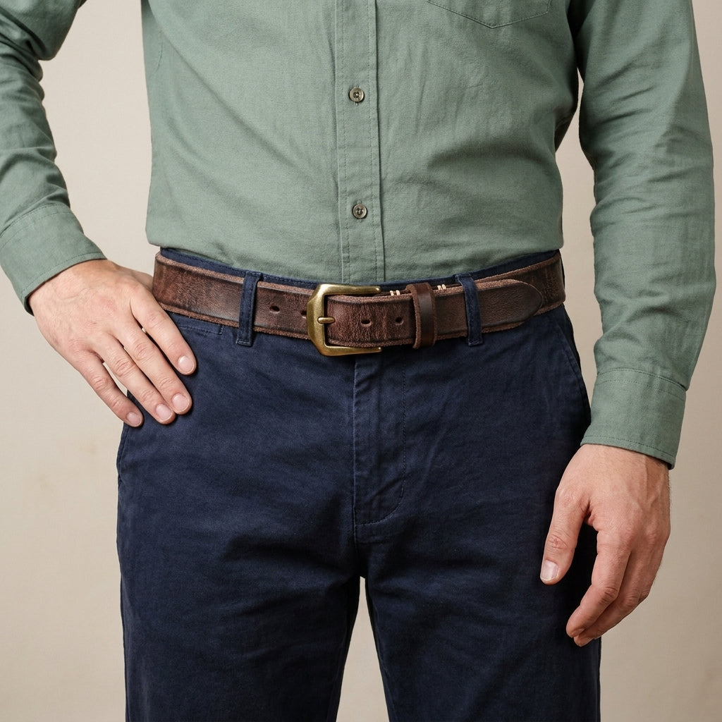 Nerello – Distressed Copper Pin Leather Belt