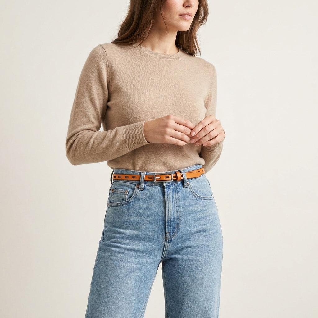 Calena – Perforated Slim Leather Belt