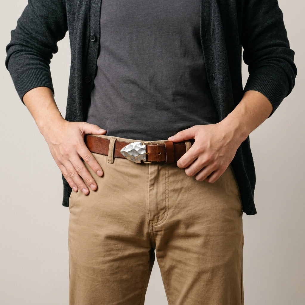 Forgio – Hammered Arrowhead Buckle Leather Belt