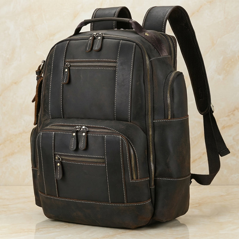 Roccaro – Distressed Full-Grain Leather Backpack