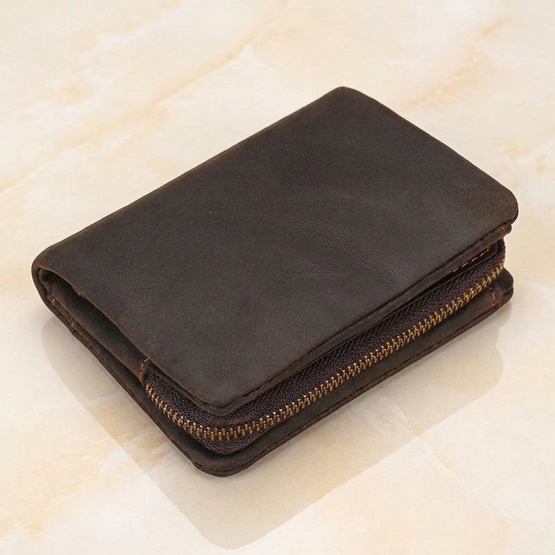 Pratello – Distressed Full-Grain Leather Trifold Wallet