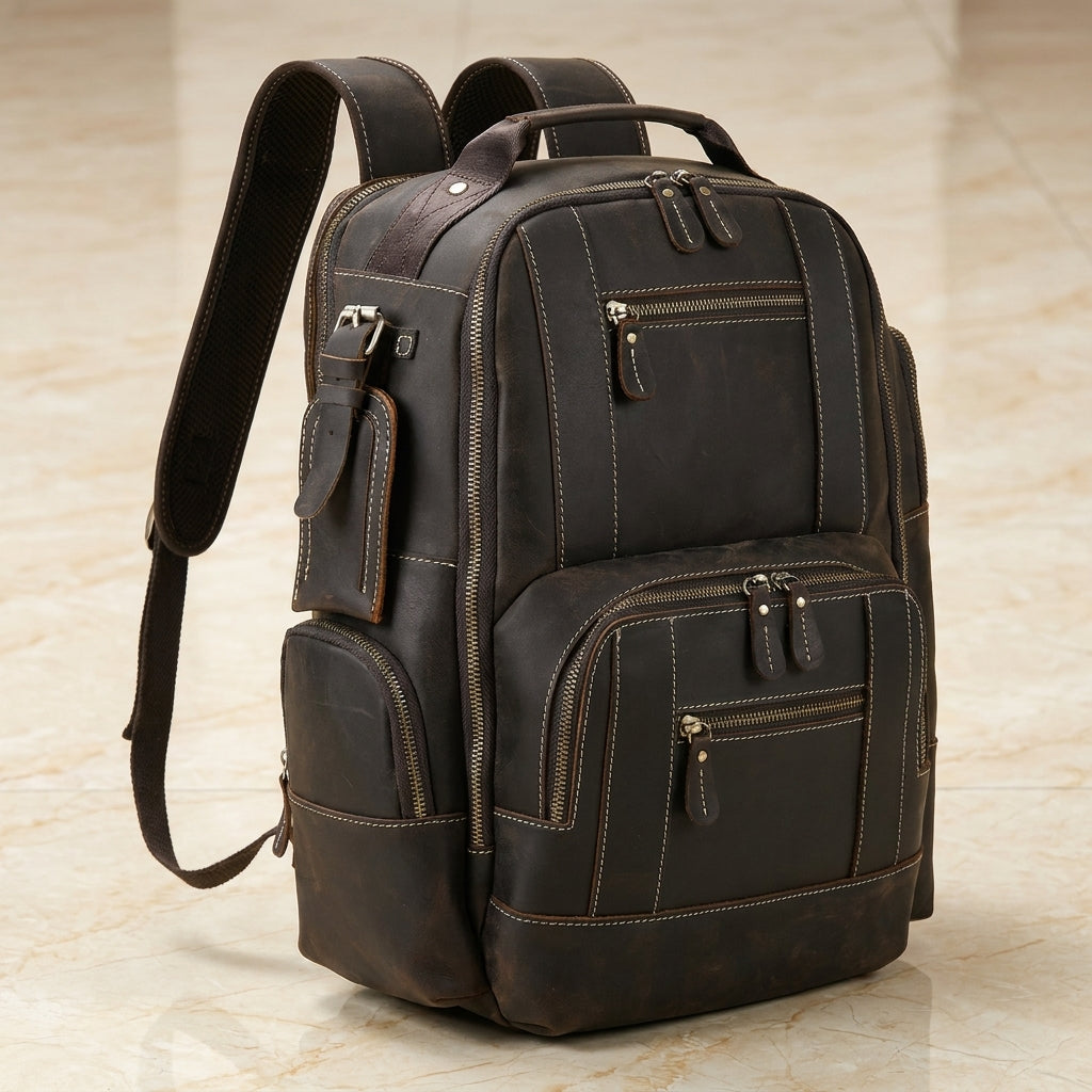 Outrider – Crazy Horse Leather Backpack - Espresso