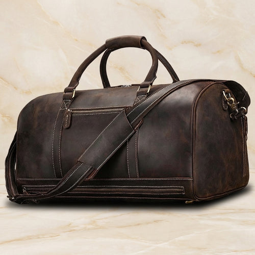 Brunello – Distressed Full-Grain Leather Travel Duffel - Espresso