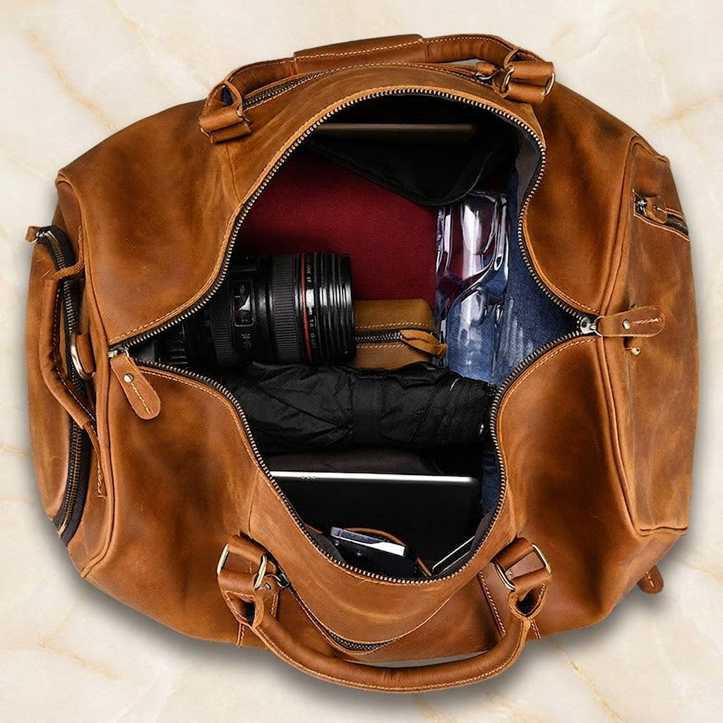Brunello – Distressed Full-Grain Leather Travel Duffel