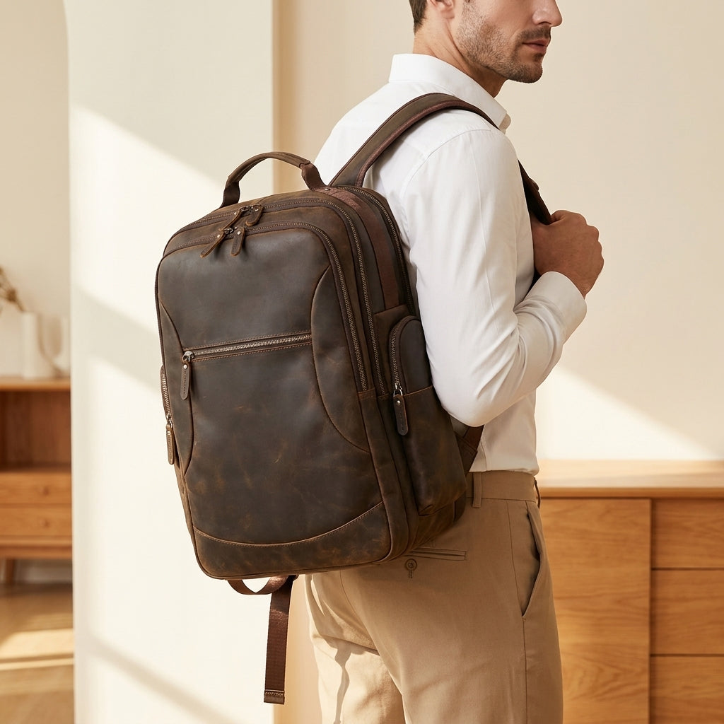 Corsano – Distressed Full-Grain Leather Backpack