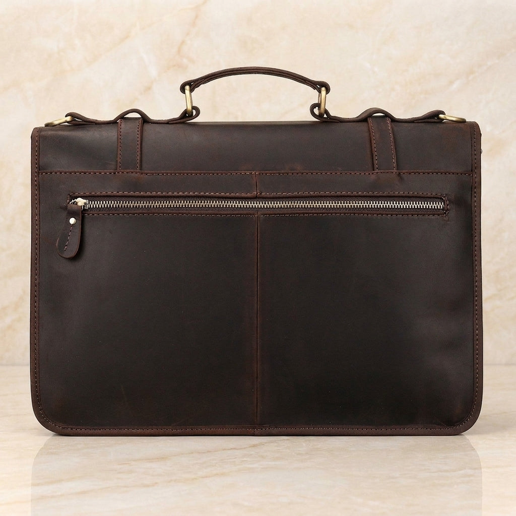 Corvello Distressed Full-Grain Leather Briefcase