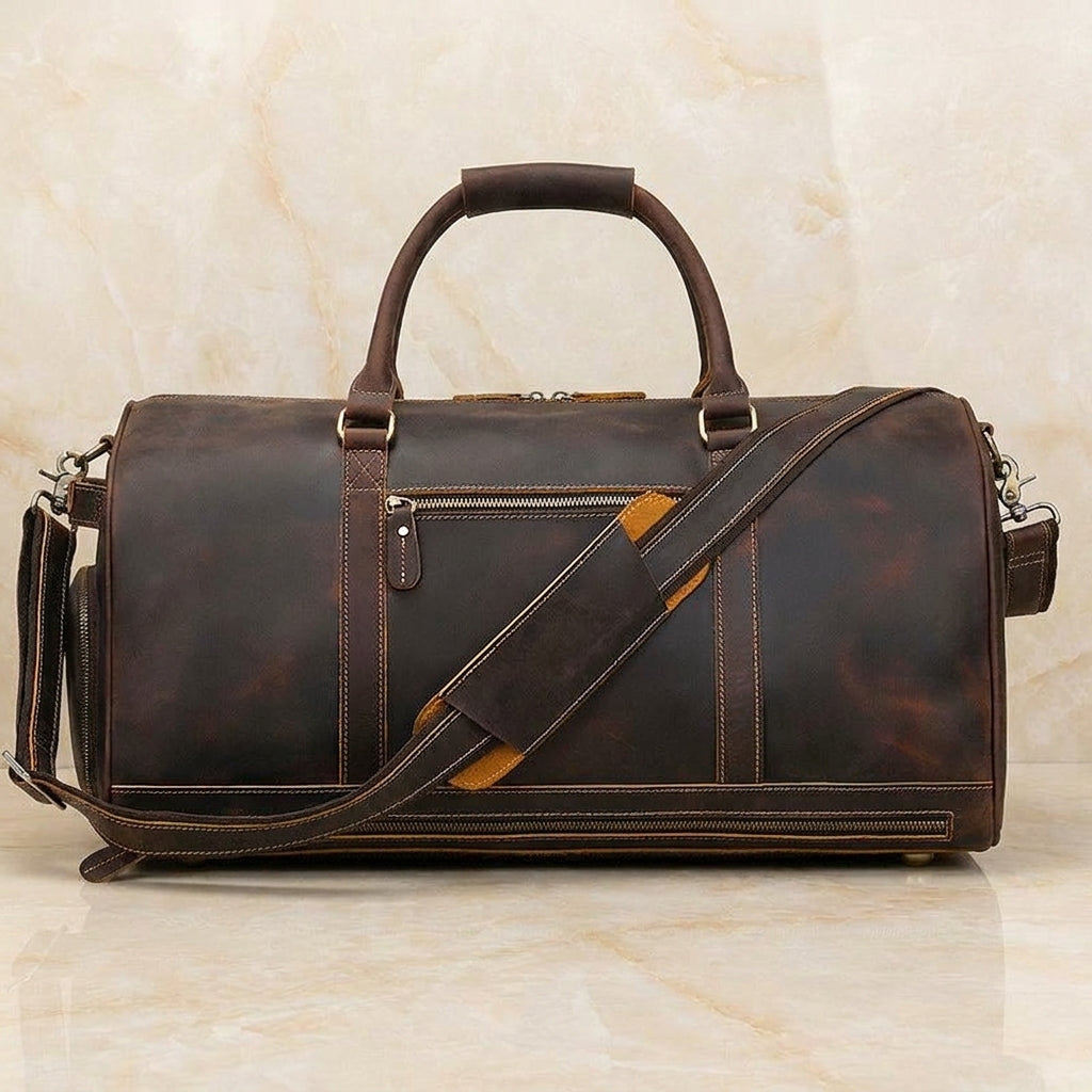 Brunello – Distressed Full-Grain Leather Travel Duffel