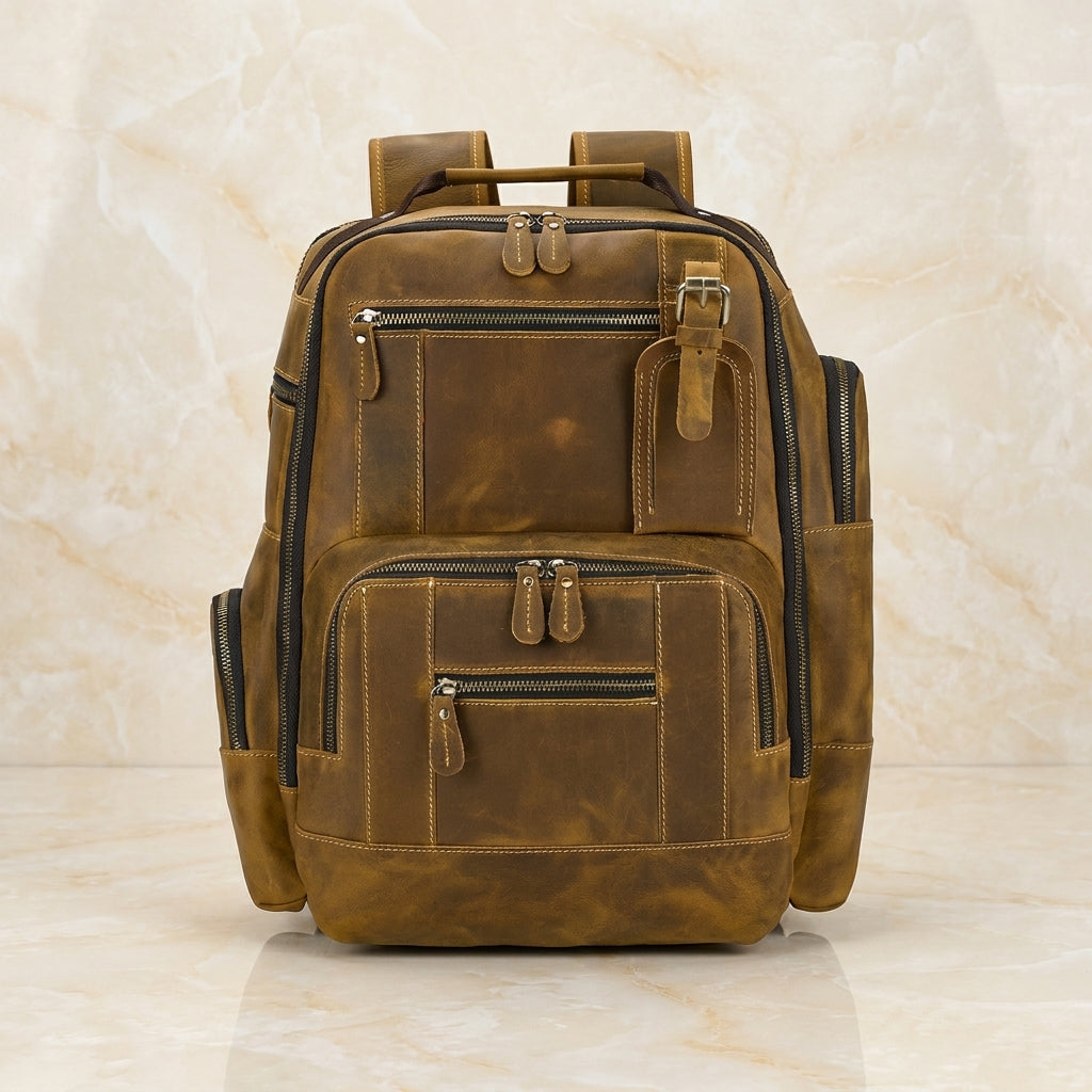 Outrider – Crazy Horse Leather Backpack - Camel