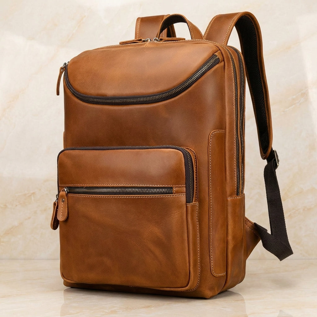 Valenzo – Full-Grain Leather Laptop Backpack