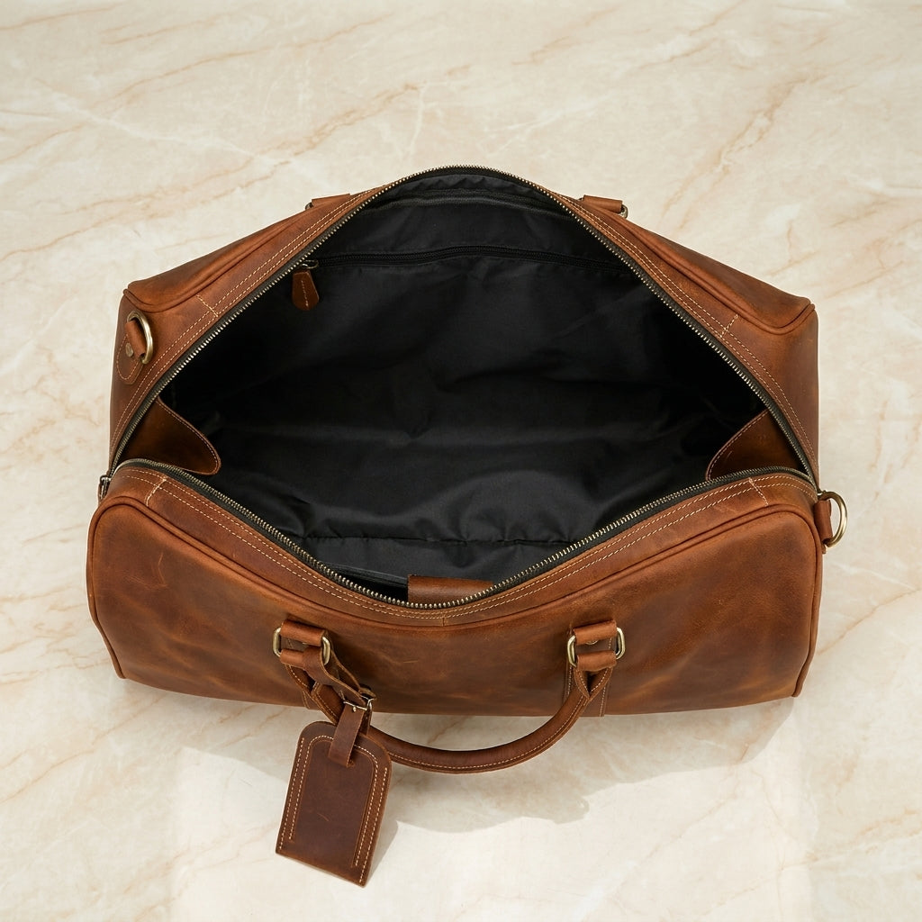 Maretto – Distressed Full-Grain Leather Weekender Duffel