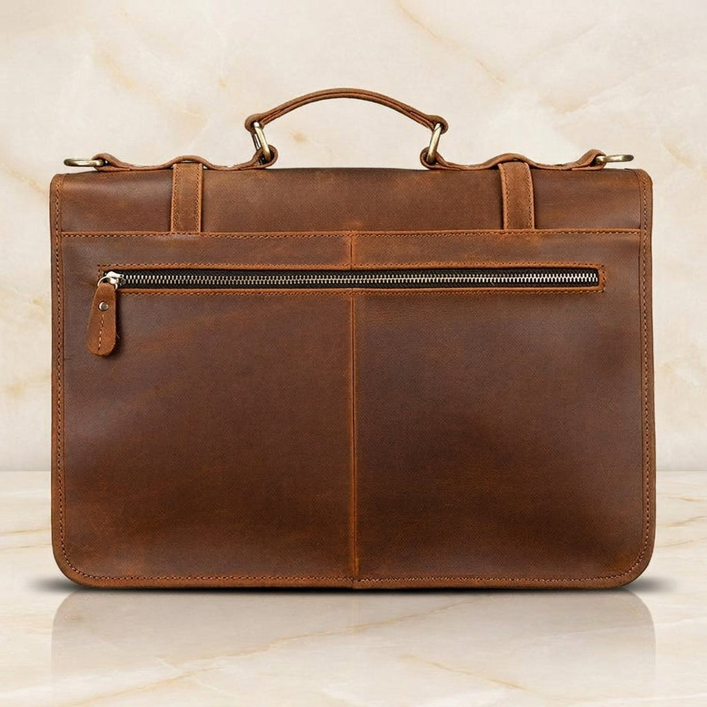 Corvello – Distressed Full-Grain Leather Briefcase