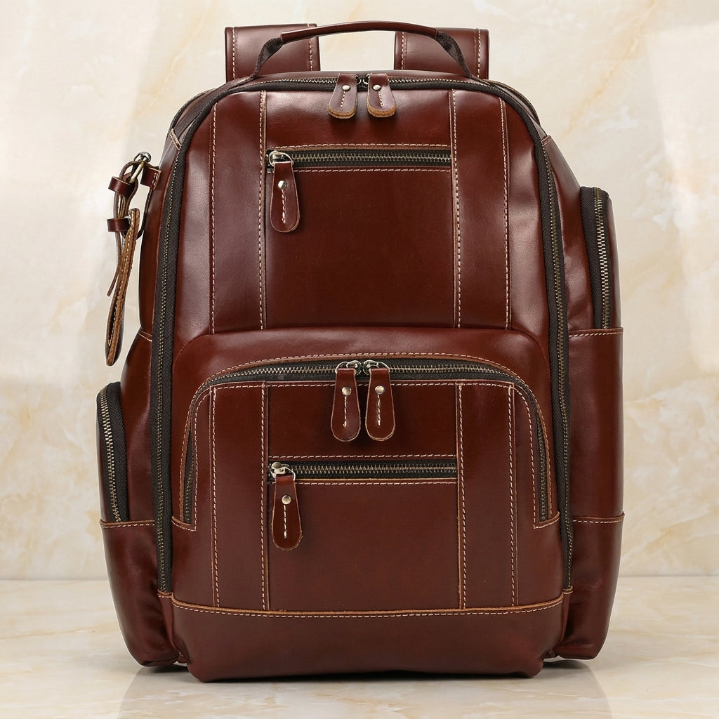 Outrider – Crazy Horse Leather Backpack - Oxblood