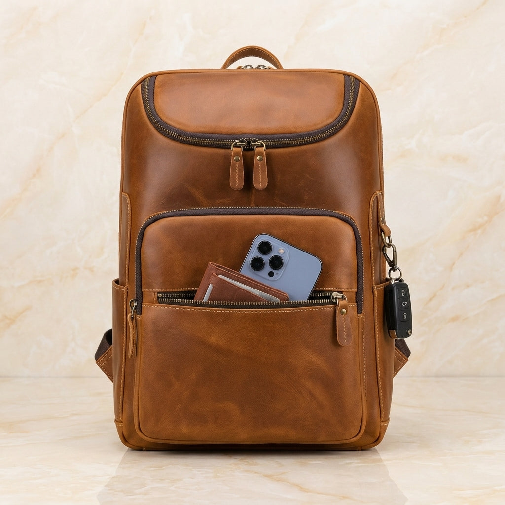 Valenzo – Full-Grain Leather Laptop Backpack