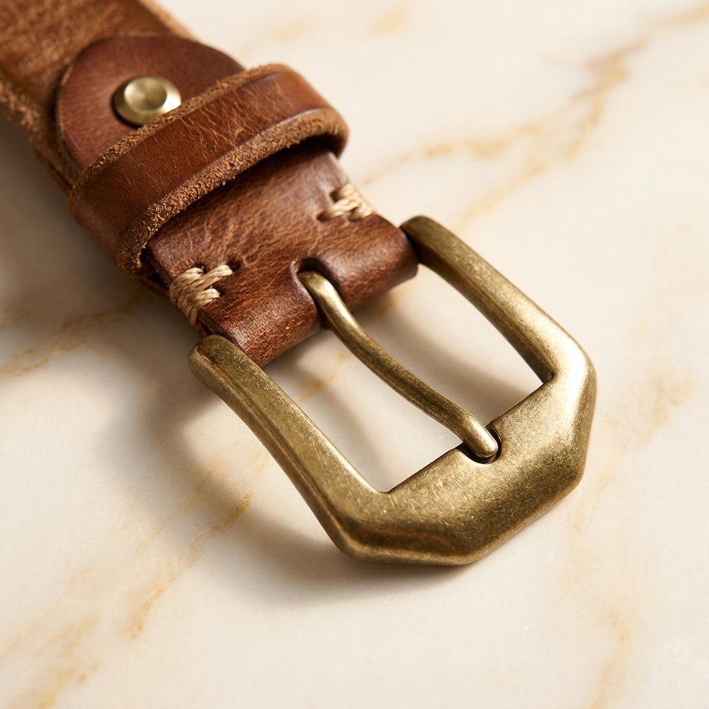 Nerello – Distressed Copper Pin Leather Belt