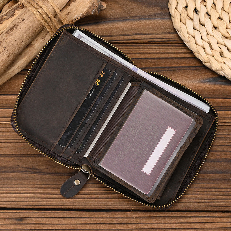 Soldano – Distressed Full-Grain Leather Zip Wallet