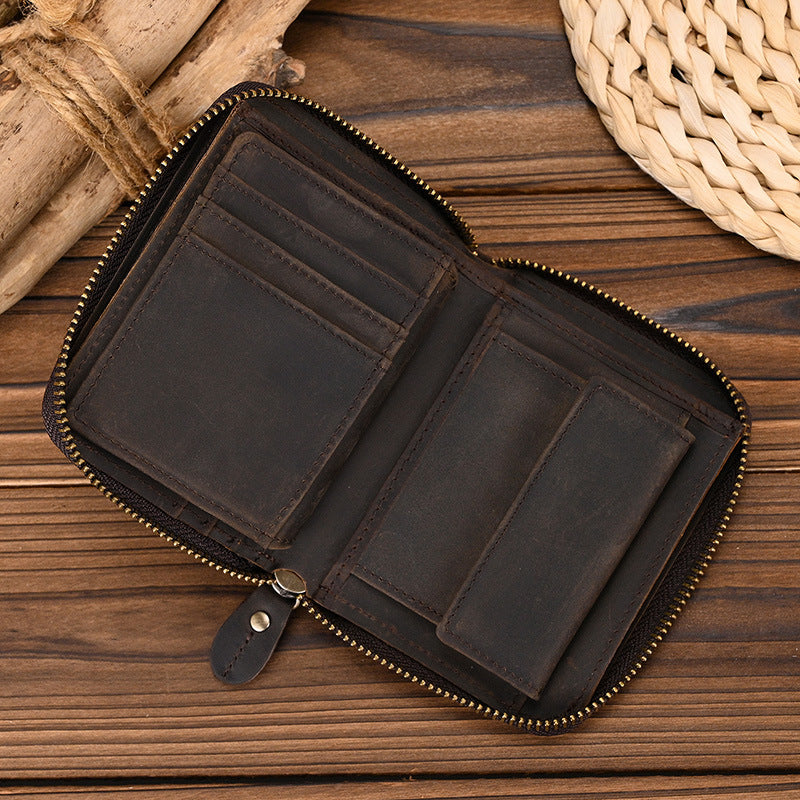 Soldano – Distressed Full-Grain Leather Zip Wallet