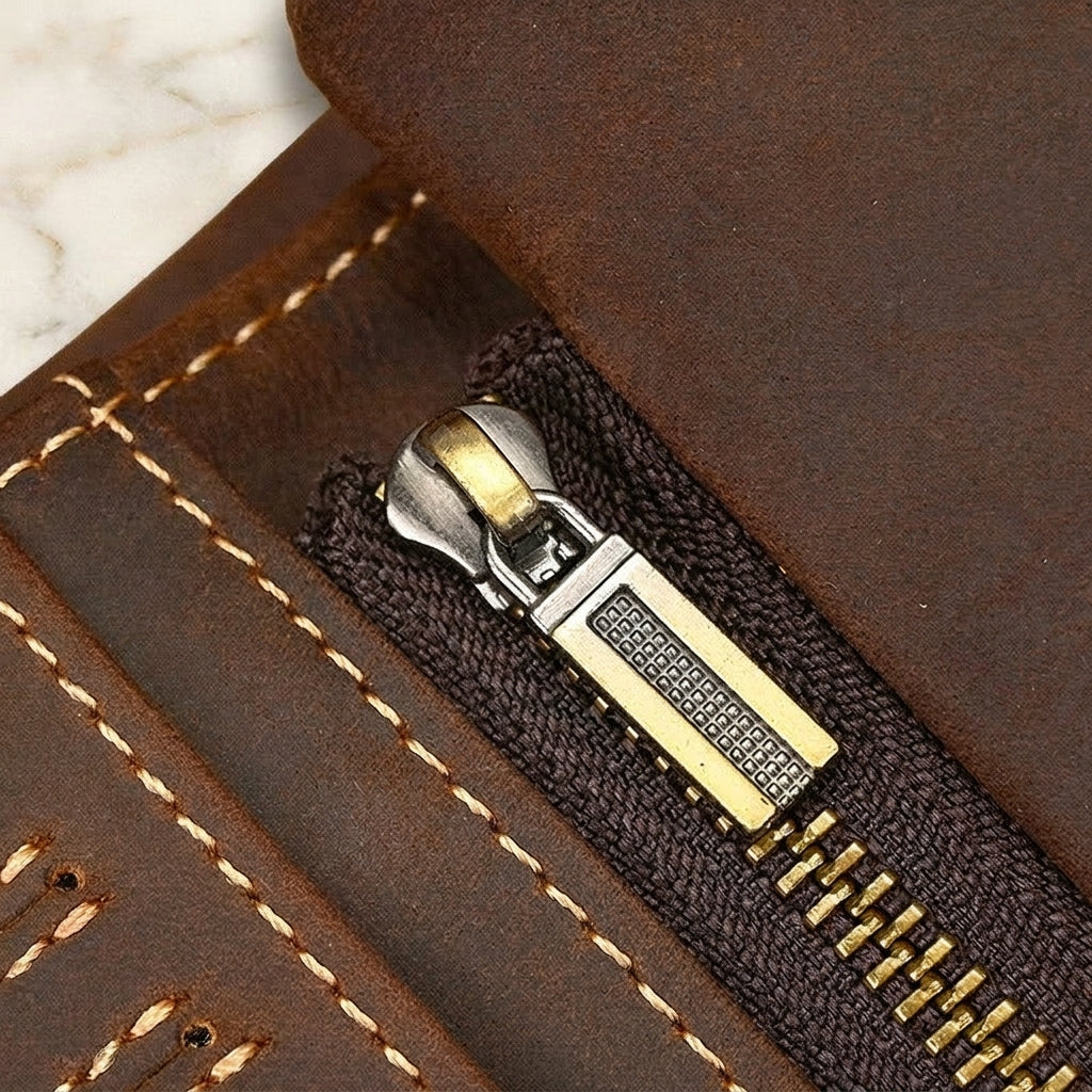 Pratello – Distressed Full-Grain Leather Trifold Wallet