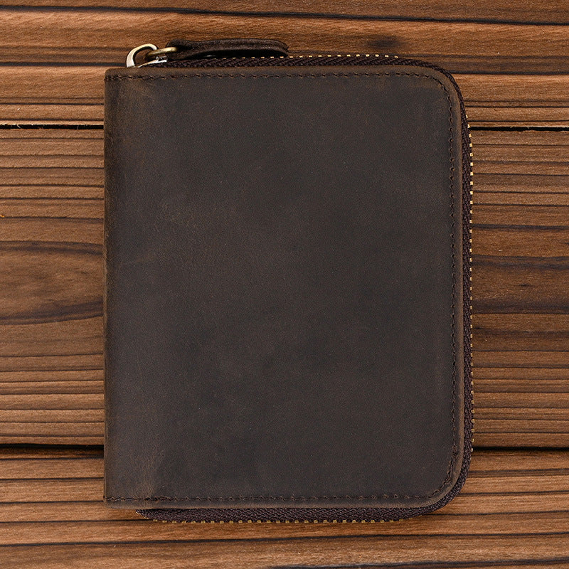 Soldano – Distressed Full-Grain Leather Zip Wallet - Espresso
