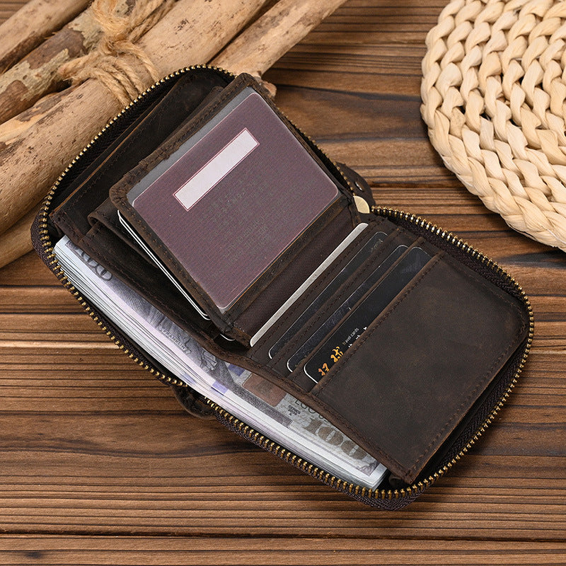 Soldano – Distressed Full-Grain Leather Zip Wallet