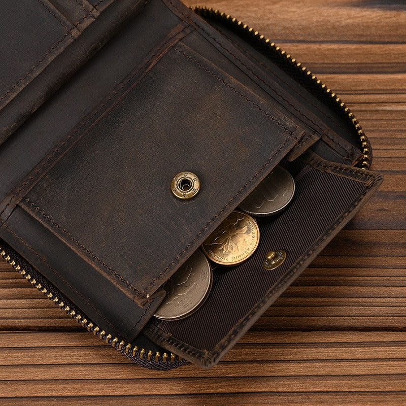 Soldano – Distressed Full-Grain Leather Zip Wallet