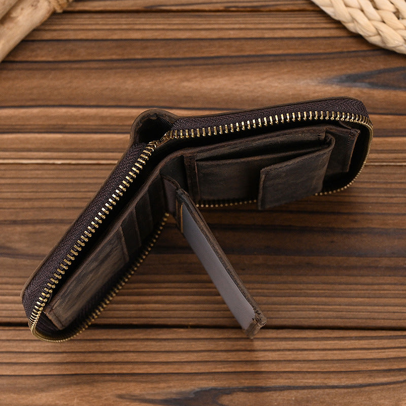 Soldano – Distressed Full-Grain Leather Zip Wallet
