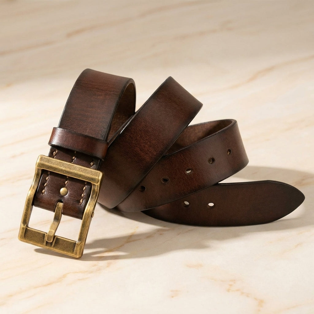 castaldo-copper-pin-leather-belt - Espresso