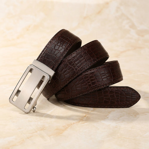 artello-crocodile-embossed-leather-belt - Espresso