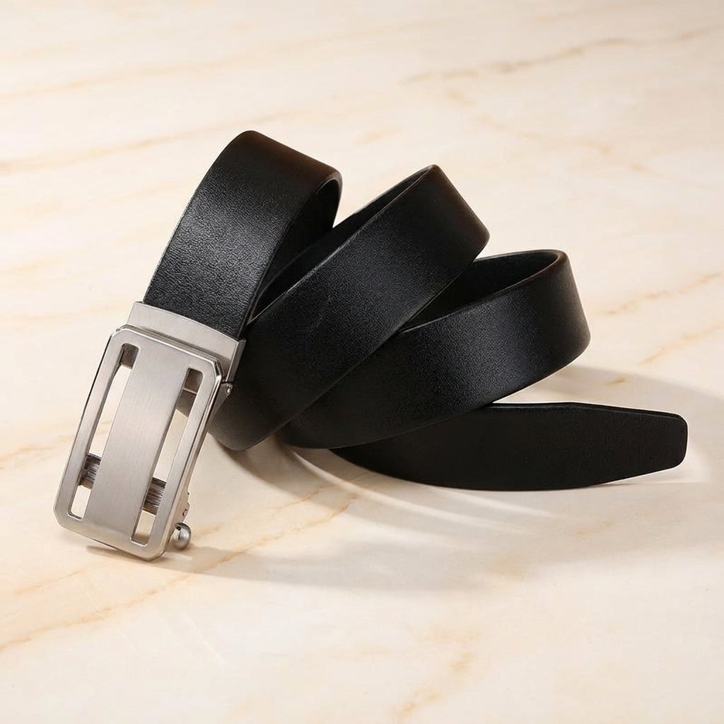 acciano-auto-buckle-leather-belt - Black