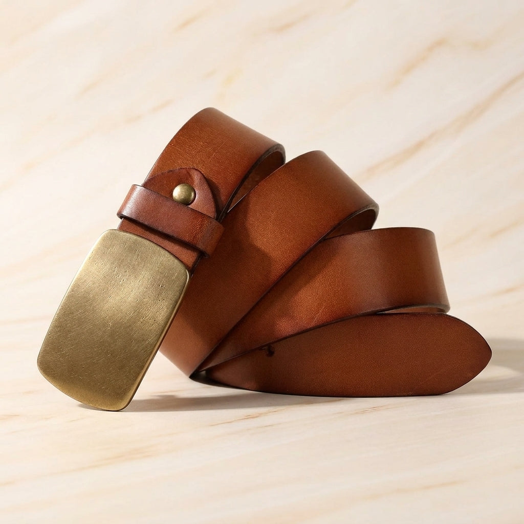 lastano-smooth-plate-leather-belt - Camel