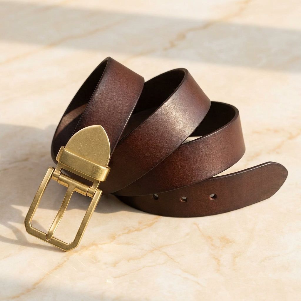 ramello-capped-pin-leather-belt - Espresso