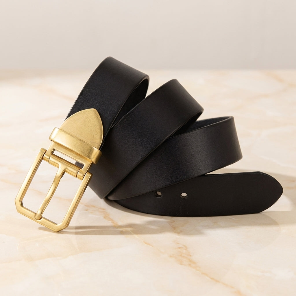 ramello-capped-pin-leather-belt - Black