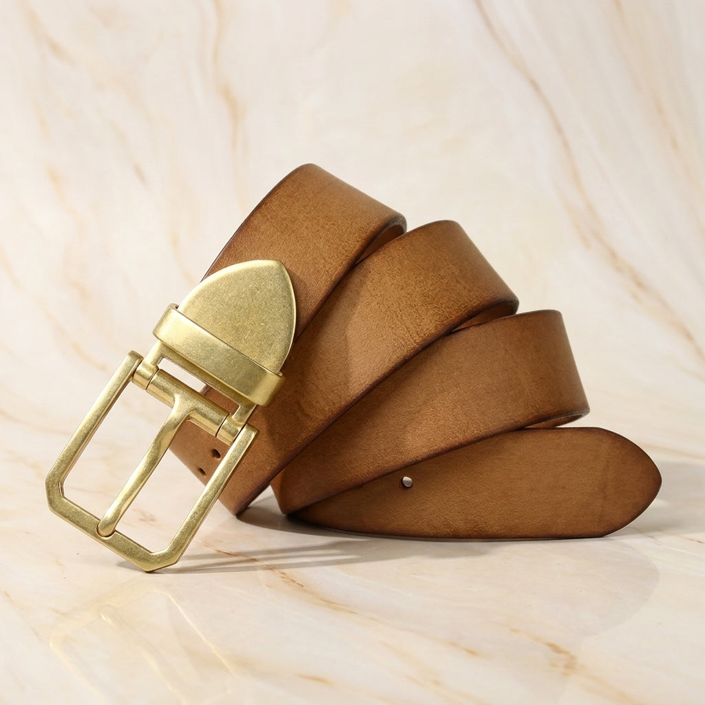 ramello-capped-pin-leather-belt - Sand