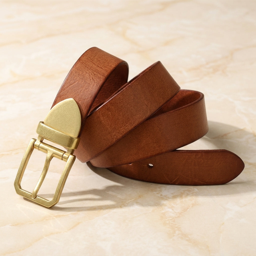 ramello-capped-pin-leather-belt - Walnut