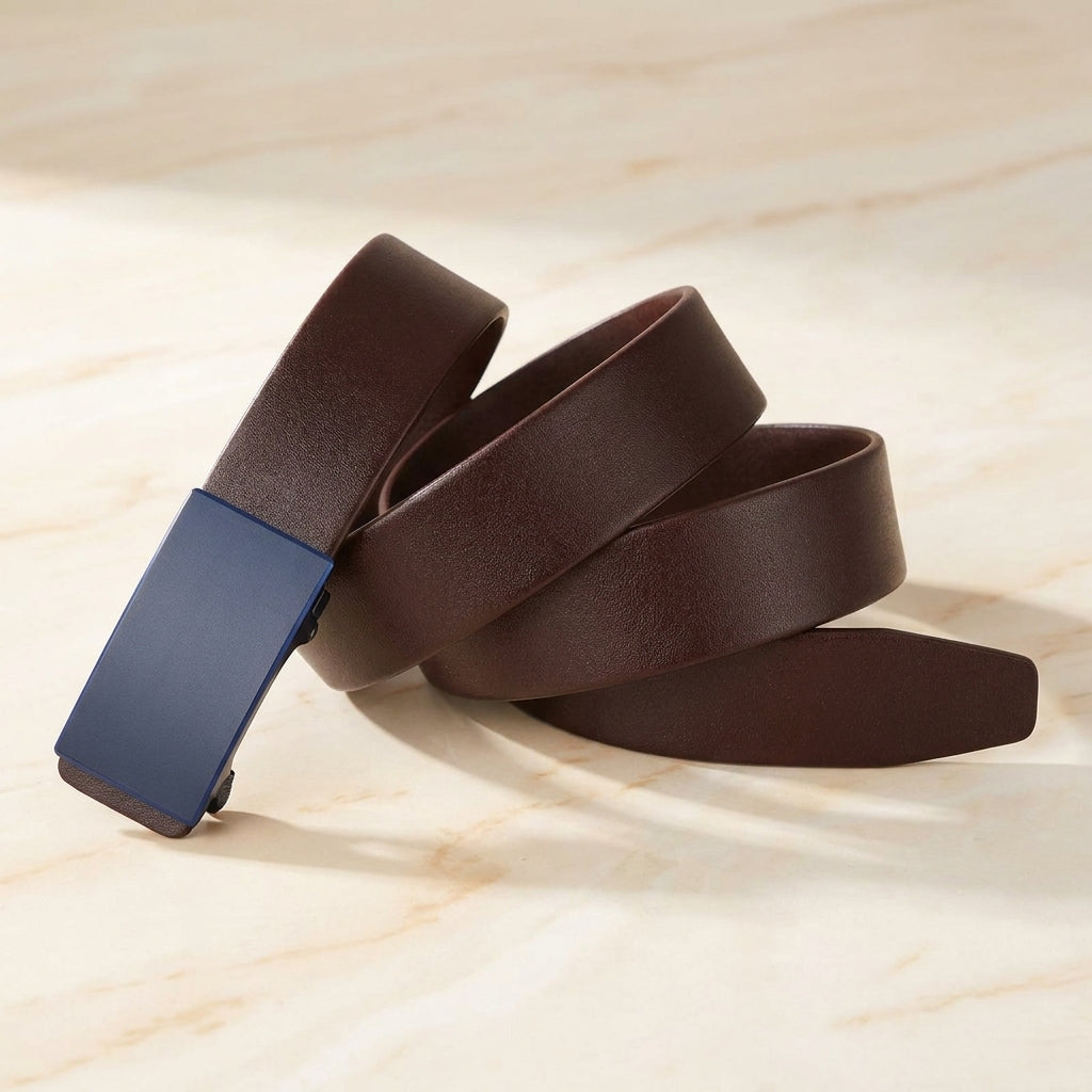 Brenari – Gunmetal Plate Buckle Leather Belt
