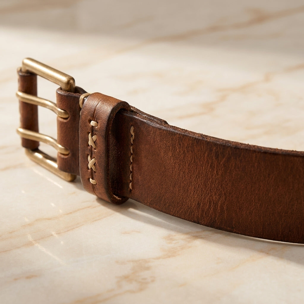 Cascaro – Cross-Stitch Double-Prong Leather Belt