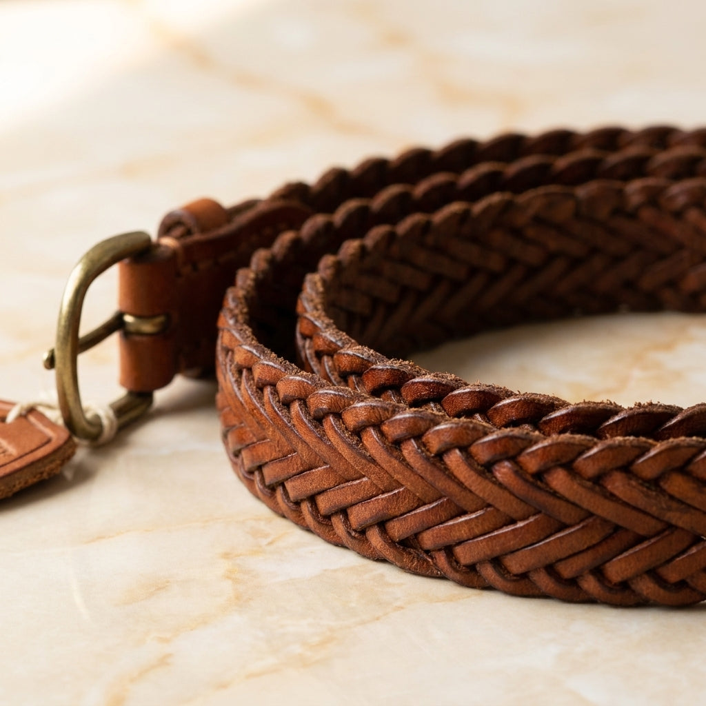 Vincero – Herringbone Braided Leather Belt