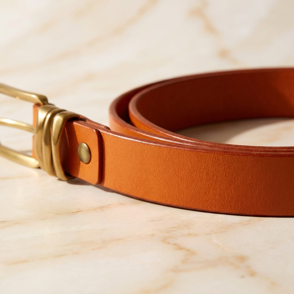 Solari – Squared Gold Buckle Leather Belt