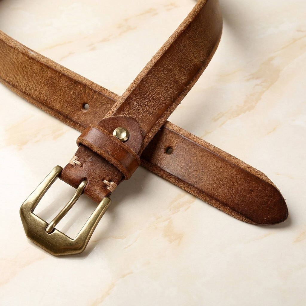 Nerello – Distressed Copper Pin Leather Belt