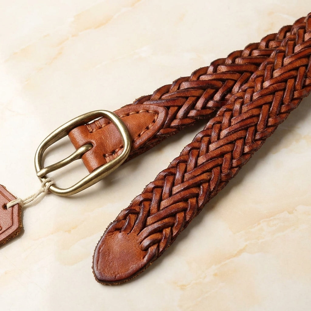 Vincero – Herringbone Braided Leather Belt