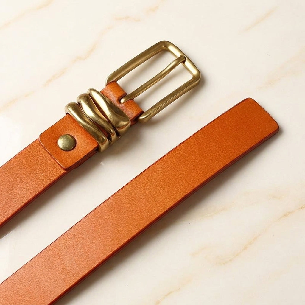 Solari – Squared Gold Buckle Leather Belt