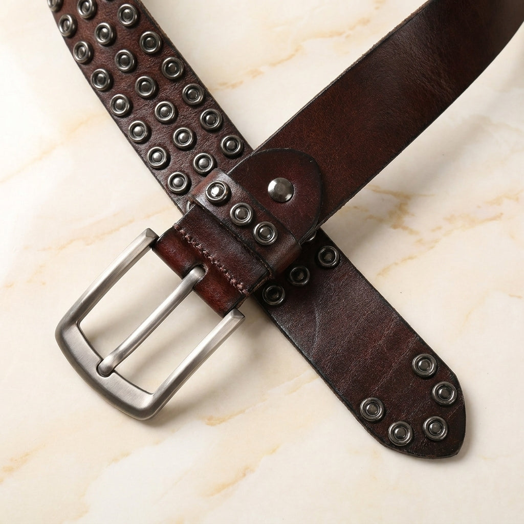 Rivello – Grommet-Studded Leather Belt